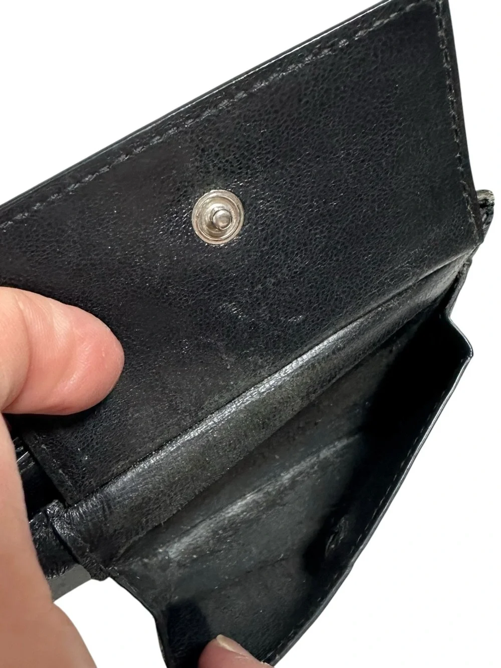 Balenciaga Black Leather & White Spell Out Bifold Wallet